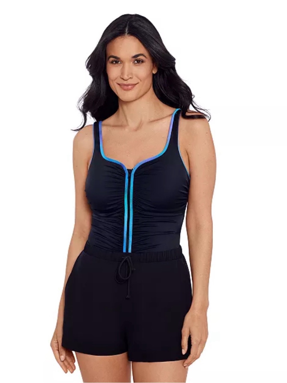 Shapesolver by Mimi Flamingo Zip Up One Piece Swimsuit